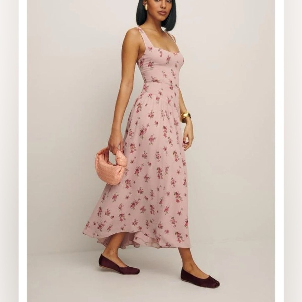 Reformation Pink Floral Midi Dress